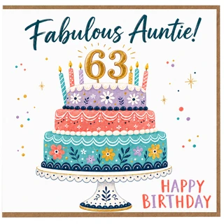 Auntie 63rd Birthday Card, Fabulous Auntie Birthday Card