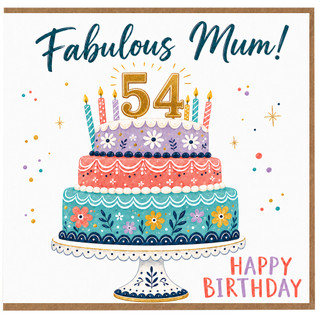 54th Birthday Card for Mum, Fabulous Mum Birthday Card, Happy 54th Birthday