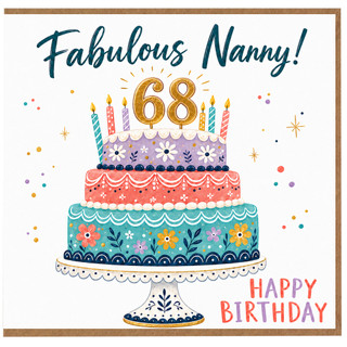 Nanny 68th Birthday Card, Fabulous Nanny Happy Birthday Card