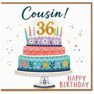 36th Birthday Cousin Card, Happy Birthday Card for Cousin