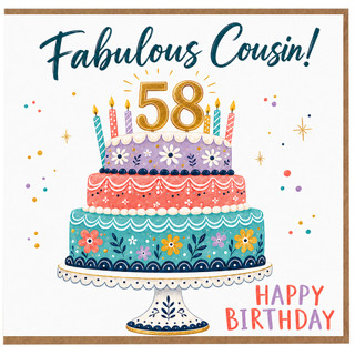 58th Birthday Card for Cousin, Fabulous Cousin Happy Birthday Card