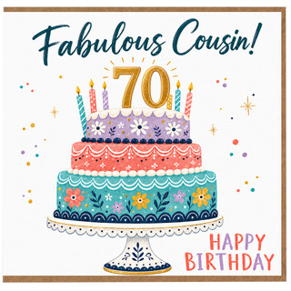 70th Birthday Card for Cousin, Fabulous Cousin Happy Birthday Card