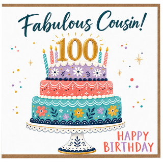 100th Birthday Card for Cousin, Fabulous Cousin Happy Birthday Card