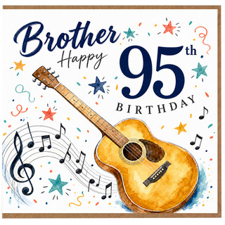 Brother 95th Birthday Card, Musical Guitar Design