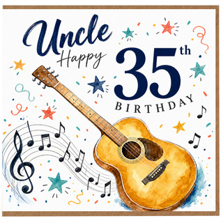 Uncle 35th Birthday Card, Guitar Music Theme Birthday Card
