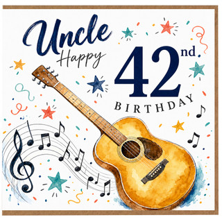 Uncle 42nd Birthday Card, Guitar Music Theme Birthday Card