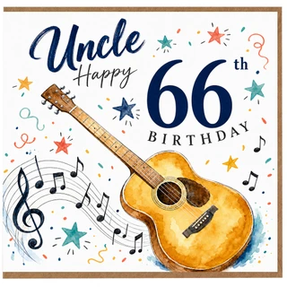 Uncle 66th Birthday Card, Musical Guitar Birthday Card