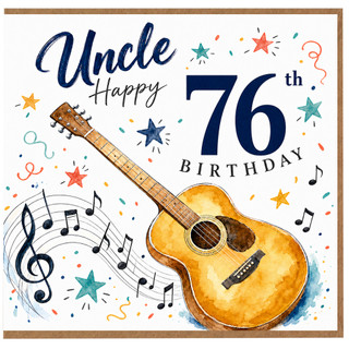 Uncle 76th Birthday Card, Musical Guitar Birthday Card