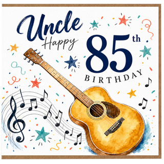 Uncle 85th Birthday Card, Music Lover Guitar Birthday Card