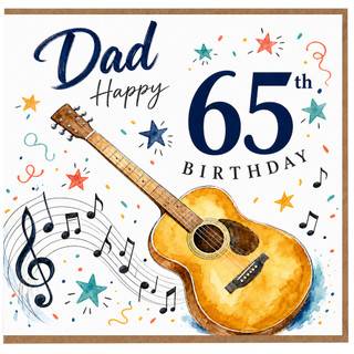 Dad 65th Birthday Card, Musical Guitar Design