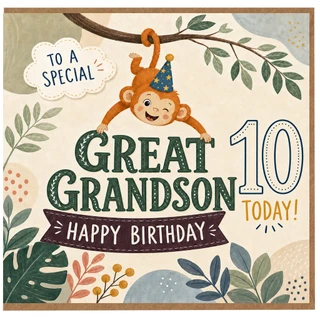 Great Grandson 10th Birthday Card, Happy Birthday Card