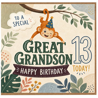 Great Grandson 13th Birthday Card, Happy Birthday Card for Great Grandson