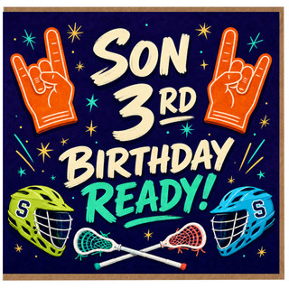 Son 3rd Birthday Card, Lacrosse Sports Birthday Card