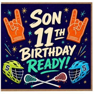 Son 11th Birthday Card, Sporty Lacrosse Birthday Card