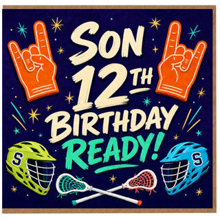 Son 12th Birthday Card, Sports Lacrosse Birthday Card for Son