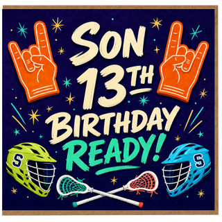 Son 13th Birthday Card, Lacrosse Sports Birthday Card