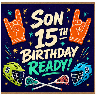 Son 15th Birthday Card, Sports Lacrosse Theme