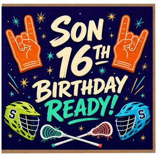 Son 16th Birthday Card, Sports Lacrosse Theme