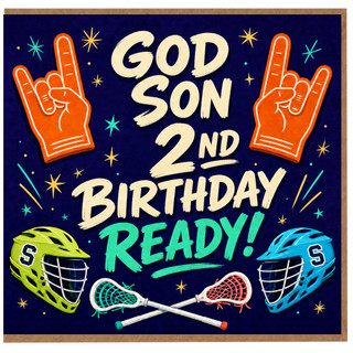 God Son 2nd Birthday Card, Sports Lacrosse Birthday Card