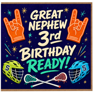 Great Nephew 3rd Birthday Card, Sports Lacrosse Birthday Card