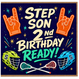 Step Son 2nd Birthday Card, Sports Lacrosse Birthday Card