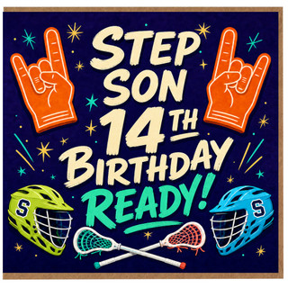 Step Son 14th Birthday Card, Sports Birthday Card for Step Son