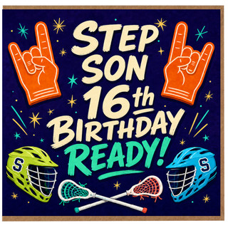 Step Son 16th Birthday Card, Lacrosse Sports Birthday Card