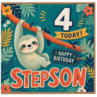 Step Son 4th Birthday Card