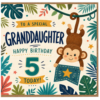 Granddaughter 5th Birthday Card, Special Happy Birthday Card for Granddaughter