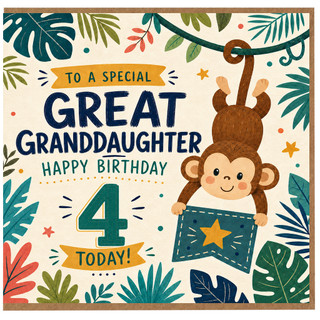 Great Granddaughter 4th Birthday Card