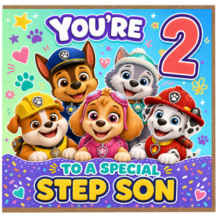 2nd Birthday Card for Step Son, You're 2 to a Special Step Son