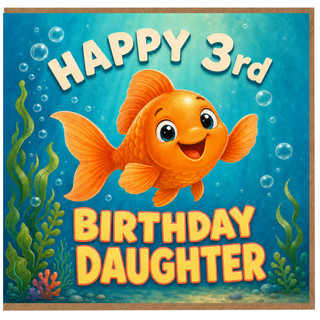 3rd Birthday Card for Daughter, Cute Underwater Fish Birthday Card