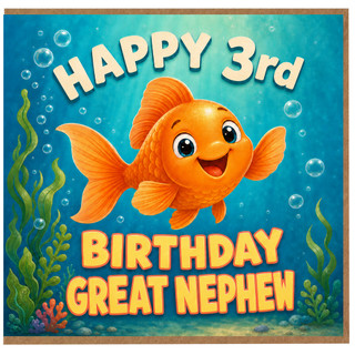 3rd Birthday Card for Great Nephew, Happy Birthday Goldfish Under the Sea Card