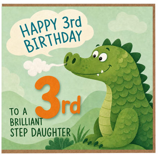 3rd Birthday Card for Step Daughter, Happy Birthday Dinosaur Card