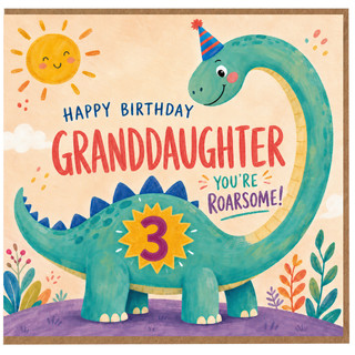 3rd Birthday Card for Granddaughter, Happy Birthday Granddaughter You're Roarsome Dinosaur Card