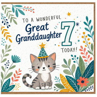 Great Granddaughter 7th Birthday Card, To a Wonderful Great Granddaughter Today