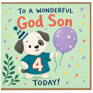4th Birthday Card for God Son, Wonderful God Son Birthday Card