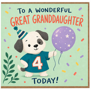 Great Granddaughter 4th Birthday Card, for Great Granddaughter