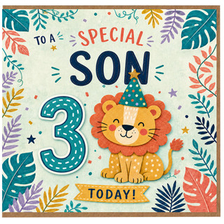 3rd Birthday Card for Son, Special Son 3 Today Cute Lion Birthday Card