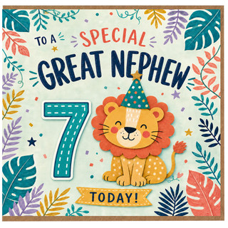 7th Birthday Card for Great Nephew, Special Great Nephew 7 Today Birthday Card
