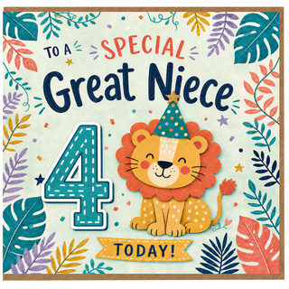 Great Niece 4th Birthday Card, To a Special Great Niece 4 Today