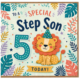 5th Birthday Card for Step Son - To a Special Step Son 5 Today