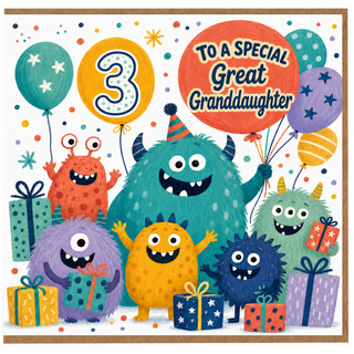 3rd Birthday Card for Great Granddaughter, To a Special Great Granddaughter Card