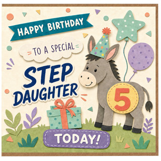 5th Birthday Card for Step Daughter, Happy Birthday To A Special Step Daughter Today Card