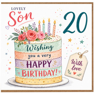 Son 20th Birthday Card, Lovely Son 20 Birthday Card, With Love Birthday Card
