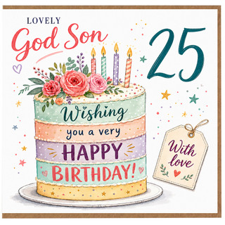 God Son 25th Birthday Card, Lovely Wishing You a Very Happy Birthday Card