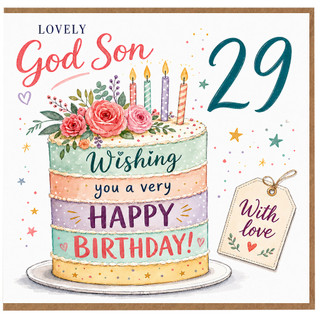 God Son 29th Birthday Card, Lovely Wishing You a Very Happy Birthday Card