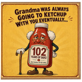 Grandma 102nd Birthday Card, Funny Ketchup Pun Card