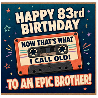 83rd Birthday Card for Brother, Retro Cassette Tape Design