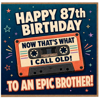 87th Birthday Card for Brother, Retro Cassette Tape Funny Birthday Card